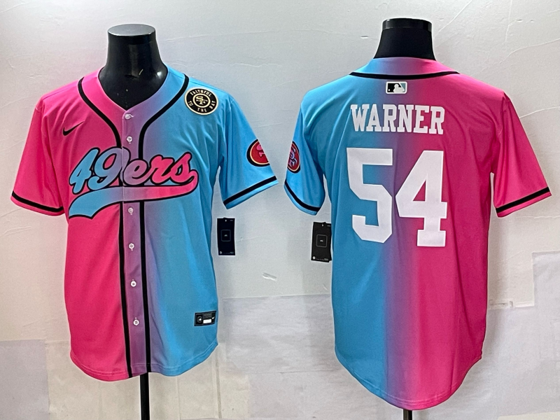 Men 2025 San Francisco 49ers #54 Warner Pink Blue pink Nike Limited NFL Jersey 004->san francisco 49ers->NFL Jersey